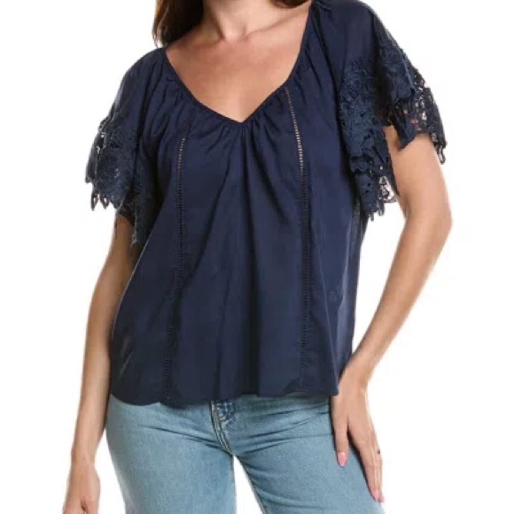 Ramy Brook Lynett Navy Lace Women's Blouse